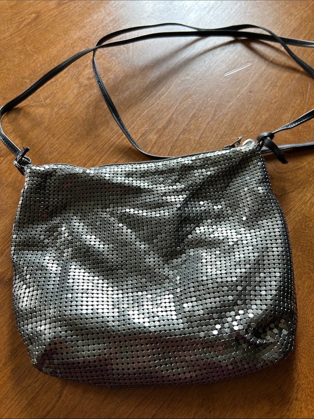 Whiting & Davis Silver Gunmetal Crossbody Bag